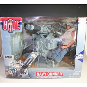 AS IS Boxed Set: Hasbro GI Joe Navy Gunner w/ Twin Mount Anti-Aircraft Gun